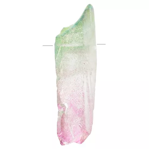 15 - 25mm Tinted Quartz Point Pendant - Tie and Dye - Green - Pink x1