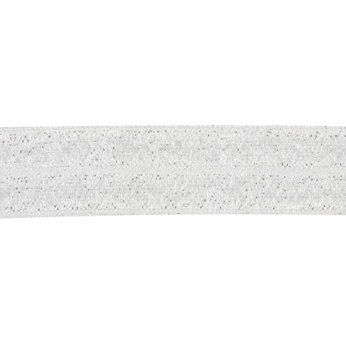 16mm Flat elastic ribbon - Silver glitter x1m