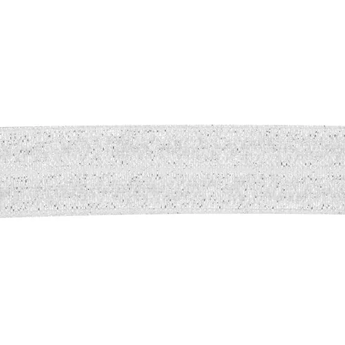 16mm Flat elastic ribbon - Silver glitter x1m
