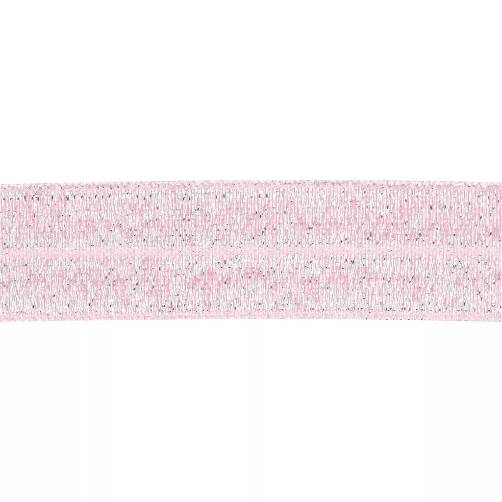 16mm Flat elastic ribbon - Light pink glitter x1m - Perles & Co