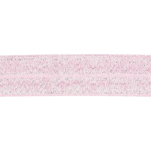 16mm Flat elastic ribbon - Light pink glitter x1m