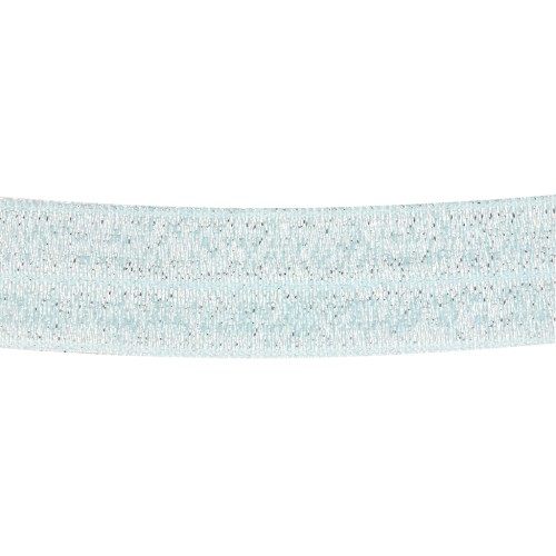 16mm Flat elastic ribbon - Light blue glitter x1m