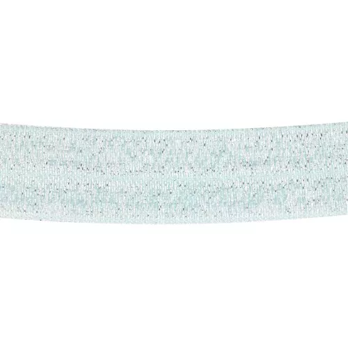 16mm Flat elastic ribbon - Light blue glitter x1m