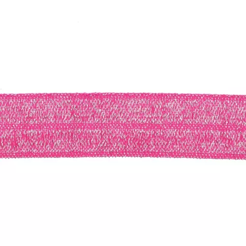 16mm Flat elastic ribbon - Fuchsia glitter x1m
