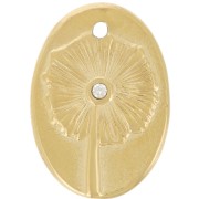 20x14mm 316L stainless steel Oval pendant - flower with rhinestones - Gold x1