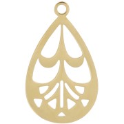 20x12mm Stainless steel 316L Openwork drop pendant - Gold x1|raw }}