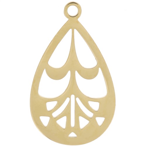 20x12mm Stainless steel 316L Openwork drop pendant - Gold x1