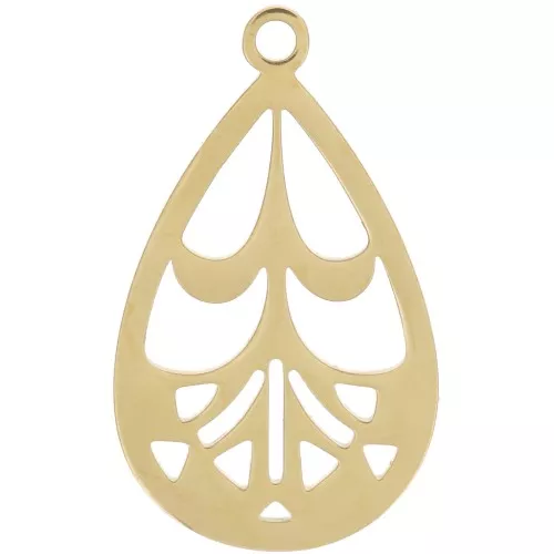 20x12mm Stainless steel 316L Openwork drop pendant - Gold x1