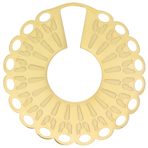 35mm Stainless steel 316L Round worked pendant - multi-hole - Gold x1