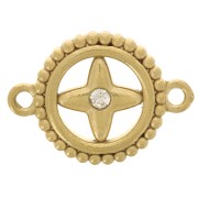 10mm 304L stainless stround spacer - star pattern with rhinestones - Gold x1