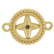10mm 304L stainless stround spacer - star pattern with rhinestones - Gold x1