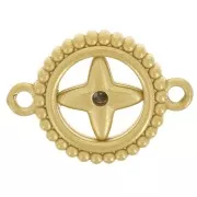 10mm 304L stainless stround spacer - star pattern with rhinestones - Gold x1
