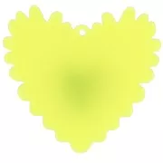 37x39 mm Acrylic Relief Heart Pendant - Neon Yellow - Glitter Green x1