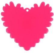 37x39 mm Acrylic Relief Heart Pendant - Neon Pink - Glitter Gold x1