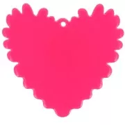 37x39 mm Acrylic Relief Heart Pendant - Neon Pink - Glitter Gold x1