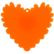 37x39 mm Acrylic Relief Heart Pendant - Neon Orange - Glitter Violet