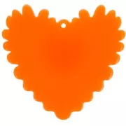 37x39 mm Acrylic Relief Heart Pendant - Neon Orange - Glitter Violet