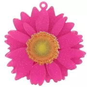 Fuschia - 41mm 3D acrylic daisy flower pendant - Fuchsia glitter x1 41mm 3D acrylic daisy flower pendant - Fuchsia glitter x1