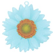 41mm 3D acrylic daisy flower pendant - Light blue glitter x1