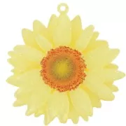 41mm 3D acrylic daisy flower pendant - Light yellow glitter x1
