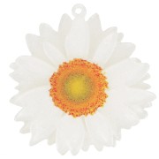 41mm 3D acrylic daisy flower pendant - White glitter x1|raw }}