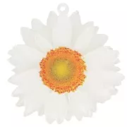 White - 41mm 3D acrylic daisy flower pendant - White glitter x1 41mm 3D acrylic daisy flower pendant - White glitter x1