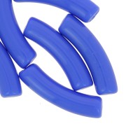32x8 mm curved tube beads in opaque acrylic - Azure blue x6