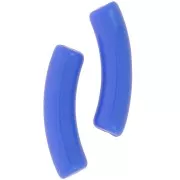 32x8 mm curved tube beads in opaque acrylic - Azure blue x6