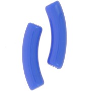 32x8mm Curved tube beads in opaque acrylic - Azure blue x6