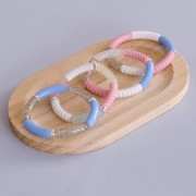 32x8 mm curved tube beads in opaque acrylic - Azure blue x6