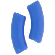 Curved tube beads 35x11 mm in opaque acrylic - Azure blue x6