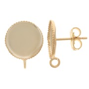 EarStuds for 12mm flat back cabochon - open hoop - Fine gold plated x2|raw }}