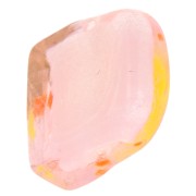 15x15mm Square glass bead - Heart pattern - Light pink - Yellow x1