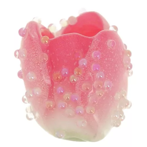 14x11mm Tulip flower bead with small random balls - Rose x1