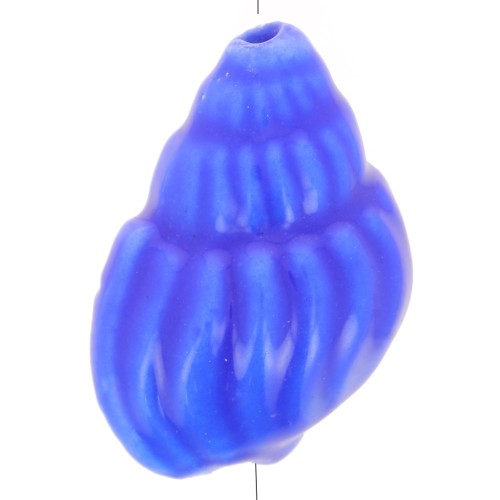 21x13mm Ceramic Shell Bead - Royal Blue x1