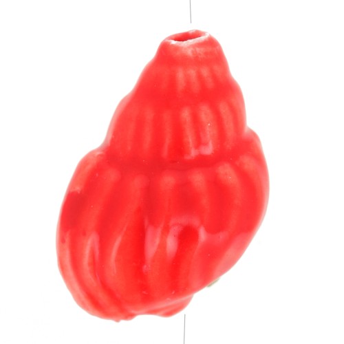 21x13mm Ceramic Shell Bead - Red x1