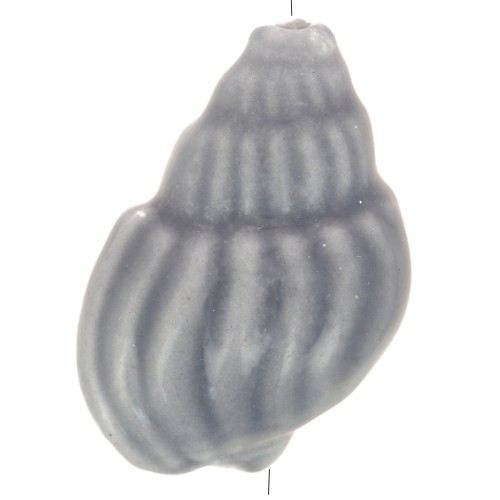 21x13mm Ceramic Shell Bead - Dark grey x1
