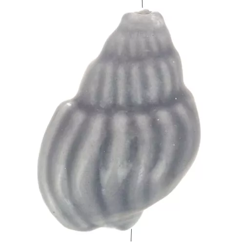 21x13mm Ceramic Shell Bead - Dark grey x1