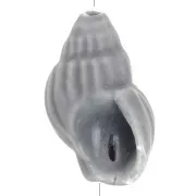 21x13mm Ceramic Shell Bead - Dark grey x1