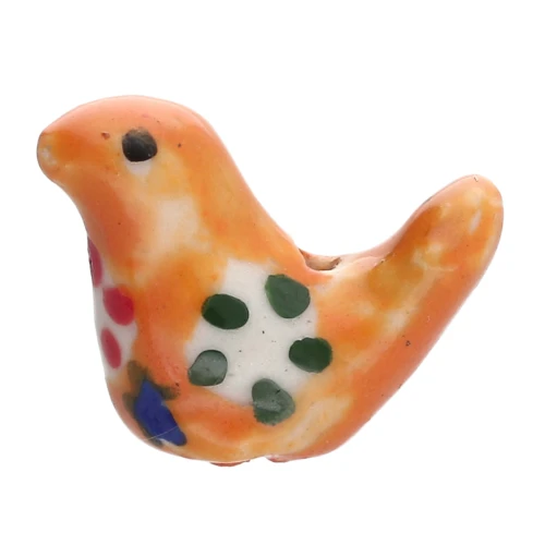 13.5x19.5mm Ceramic bird bead - Orange x1