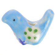13.5x19.5mm Ceramic bird bead - Blue x1