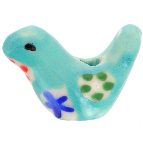 13.5 x 19.5 mm ceramic bird bead - Turquoise x1