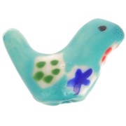 13.5 x 19.5 mm ceramic bird bead - Turquoise x1