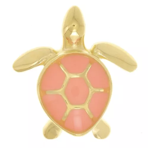16x15mm Turtle charm with epoxy resin - Fine gold plated - Coral x1