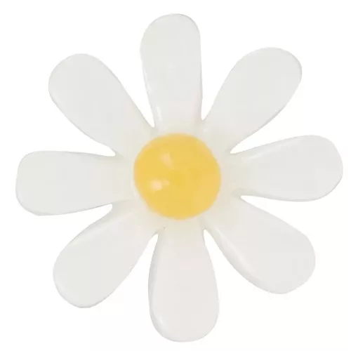 16mm Resin flower cabochon - White - Yellow x1