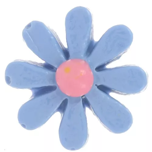 16mm Resin flower cabochon - Denim blue - Pink x1