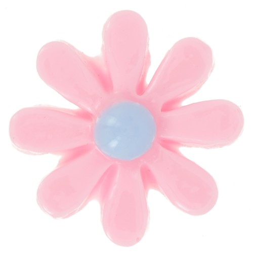 16mm Resin flower cabochon - Light pink - Sky blue x1