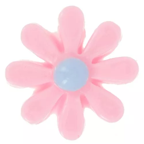 16mm Resin flower cabochon - Light pink - Sky blue x1