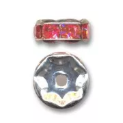 Rhinestones Rondelle 6mm Silver tone/Padparadscha x4