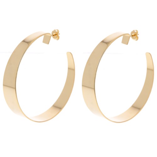 57mm Wide open hoop earrings - Fine gold plated x2